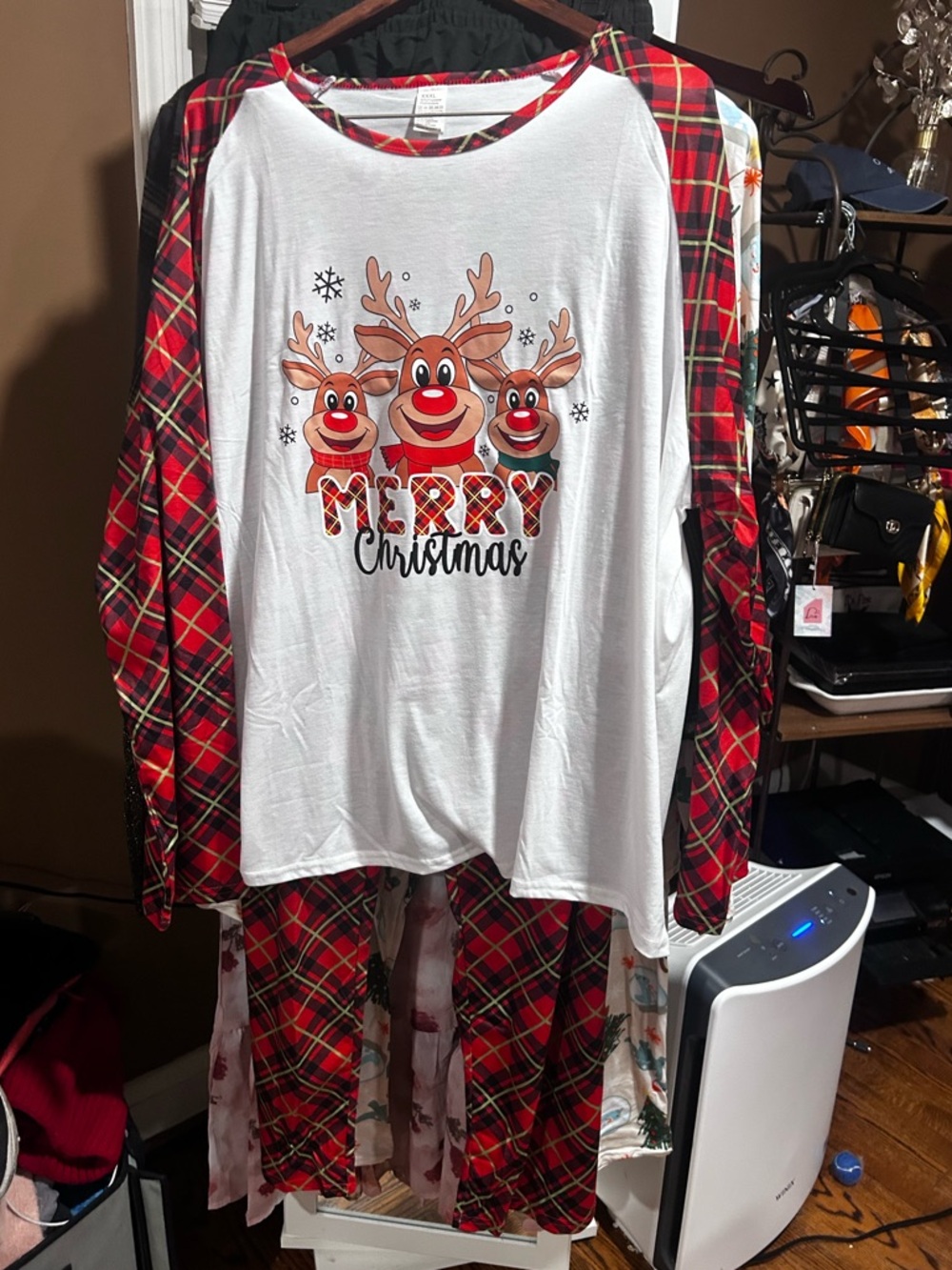 Womens Reindeer Holiday Pajama Too and Bottom, XXXL